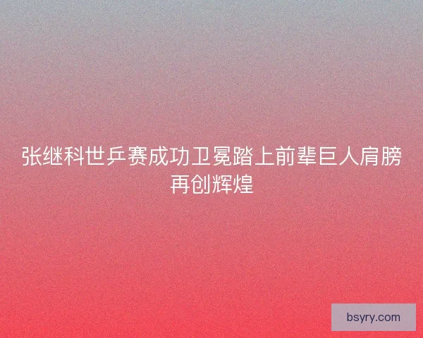 张继科世乒赛成功卫冕踏上前辈巨人肩膀再创辉煌
